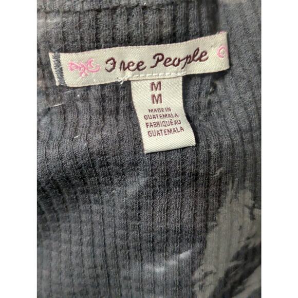 Free People Santa Clara Oversized Thermal V-Neck Long Sleeve Top in Black Size M - Picture 8 of 11